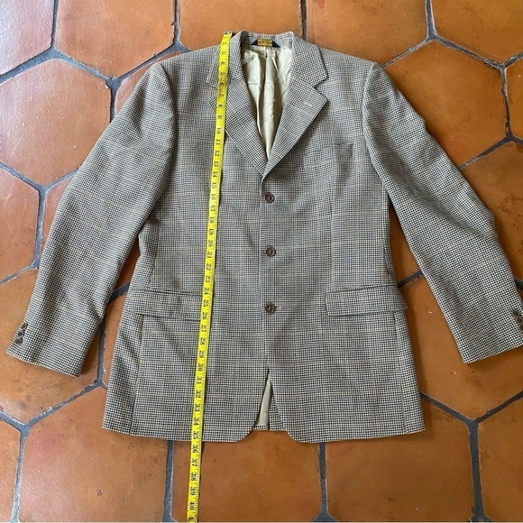 Brooks Brothers Blazer Men 42L Beige Houndstooth Wool Three Button Sport Coat - Picture 6 of 9